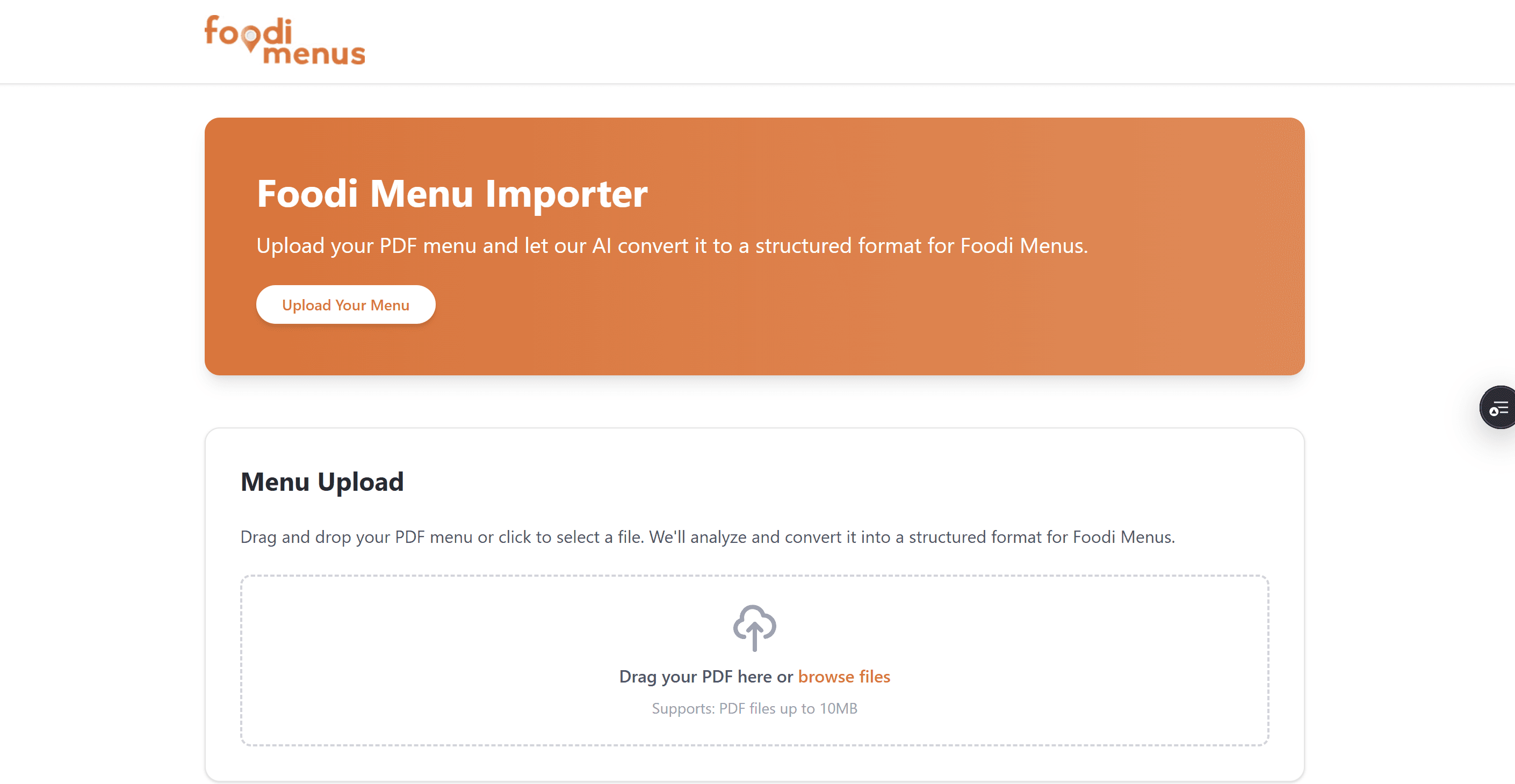 Menu AI Importer project preview